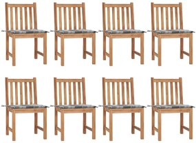 vidaXL Καρέκλες Κήπου 8 τεμάχια από Μασίφ Ξύλο Teak με Μαξιλάρια