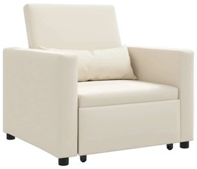 vidaXL Μονός καναπές-κρεβάτι Κρεμ λευκό 90 x 165 x 87 εκ. Λινό