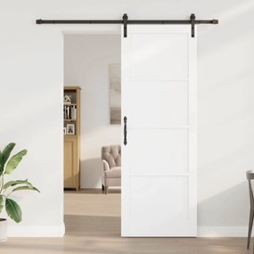 vidaXL Συρόμενη Πόρτα Λευκό 83 x 232 εκ. Μασίφ Ξύλο Πεύκου