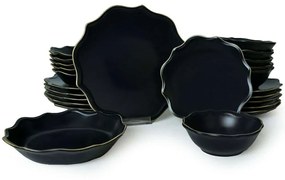 Σερβίτσιο Πιάτα Φαγητού (Σετ 24Τμχ) 275KRM2223 Black-Gold Hermia 24 τμχ Ceramic