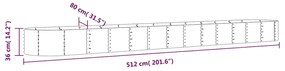 vidaXL Ζαρντινιέρα Ανθρακί 512x80x36 εκ Γαλβανισμένος χάλυβας