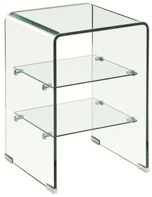 WOODWELL ΕΜ729,1GLASSER Κομοδίνο Clear  2 Ράφια - Γυαλί 10mm / 5mm 40x40x60cm ΕΜ729,1
