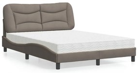 vidaXL Κρεβάτι με Στρώμα Taupe 140x200 εκ. Υφασμάτινο