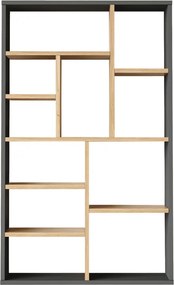 Βιβλιοθήκη Boteca 10θέσεων pakoworld σε φυσική-ανθρακί απόχρωση 75x22x123.6εκ