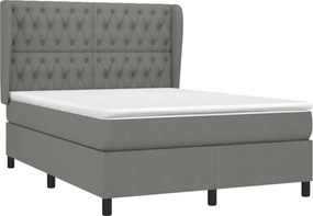 vidaXL Κρεβάτι Boxspring με Στρώμα Σκούρο Γκρι 140x200 εκ Υφασμάτινο