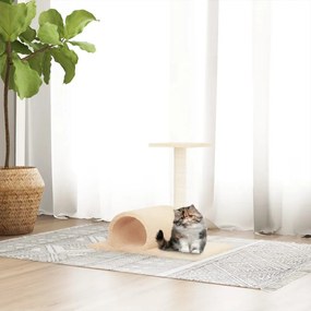 Στύλος Ξυσίματος για Γάτες με Τούνελ Κρεμ 60 x 34,5 x 50 εκ. - Κρεμ