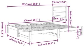 Καναπές Κρεβάτι Συρόμενος Μελί 2x(90x200) εκ. από Μασίφ Πεύκο - Καφέ