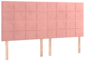 vidaXL Κρεβάτι Boxspring με Στρώμα &amp; LED Ροζ 180x200 εκ. Βελούδινο