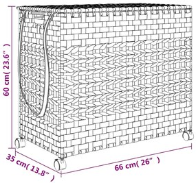 Καλάθι Άπλυτων με Τροχούς 66 x 35 x 60 εκ. από Ρατάν - Καφέ