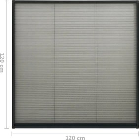 vidaXL Σήτα Παραθύρου Πλισέ Ανθρακί 120 x 120 εκ. από Αλουμίνιο