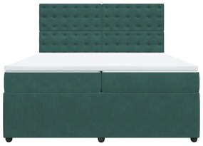 Κρεβάτι Boxspring με Στρώμα Σκούρο Πράσινο 200x200εκ. Βελούδινο - Πράσινο