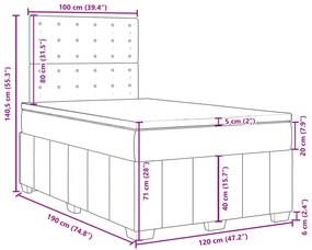 Κρεβάτι Boxspring με Στρώμα Μαύρο 120x190 εκ. Υφασμάτινο - Μαύρο