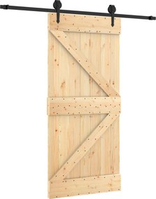 vidaXL Συρόμενη Πόρτα Φυσικό και Μαύρο 95 x 210 cm