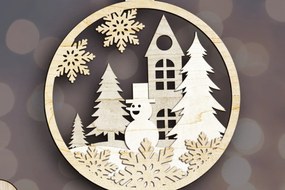 Σετ των 3 Intra απο ξύλο plywood 3mm-4mm πάχος Χριστουγεννιάτικο στολίδι Χιονάνθρωπος, Χειροτεχνική διακόσμηση Δίασταση 4x4 cm INTRAFABR-84054864