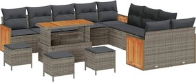 vidaXL Σετ Καναπέ Κήπου με μαξιλάρι 14 pcs Γκρι