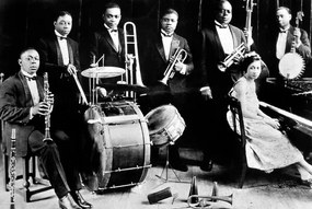 Φωτογραφία jazz trumpet player Louis Armstrong  and cornet player King Olivier in Chicago in 1923