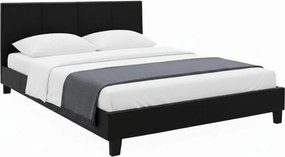 Κρεβάτι Flat Megapap από τεχνόδερμα χρώμα μαύρο ματ 140x190εκ.