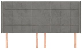 Κεφαλάρι με Πτερύγια Ανοιχτό Γκρι 183x16x118/128 εκ. Βελούδινο 3119640