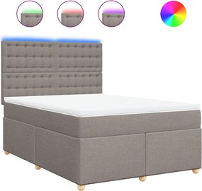 vidaXL Κρεβάτι Boxspring με Στρώμα Taupe 140x200 εκ. Υφασμάτινο