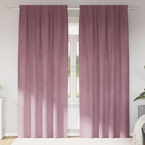 Curtains Blackout vidaXL με Ταινία κορυφής 2 τμχ Ροζ βελούδο