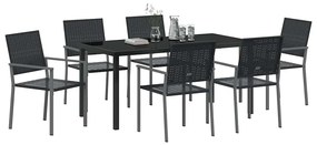 vidaXL Σέτ φαγητού για κήπο 7 pcs Μαύρο Πολυ ράταν