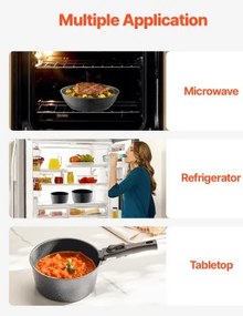 VEVOR 17 Piece Pots and Pans Set Granite Nonstick Kitchen Cookware Black