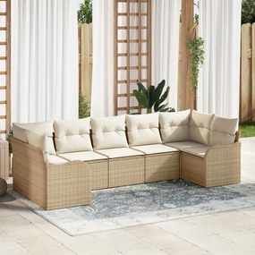 vidaXL Σετ Καναπέ Κήπου με μαξιλάρι 7 pcs Μπεζ Πολυ ράταν