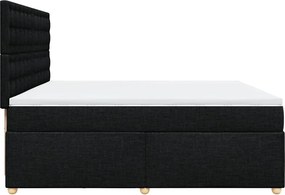 vidaXL Κρεβάτι Boxspring με Στρώμα Μαύρο 200x200 εκ. Υφασμάτινο
