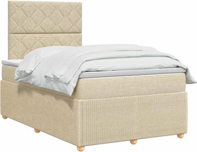 vidaXL Κρεβάτι box spring με στρώμα Κρεμ 120 x 200 cm Ύφασμα
