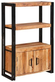 Βιβλιοθήκη με Πόρτες Καφέ Μασίφ ξύλο ακακίας και μέταλλο