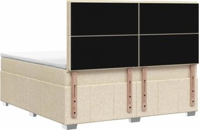 vidaXL Κρεβάτι box spring με στρώμα Κρεμ 140 x 190 cm Ύφασμα