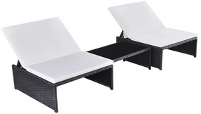 vidaXL Καρέκλες Κήπου Ανακλινόμενες 2 τεμ Μαύρο Συνθ. Ρατάν & Τραπέζι