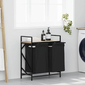 vidaXL Καλάθι Απλύτων με 2 Θέσεις και Ράφι από Ξύλο Sonoma Δρυς