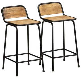 Bar Stools 2 τεμάχια 46x35,5x80 cm Στερεό ξύλο Rough Mango