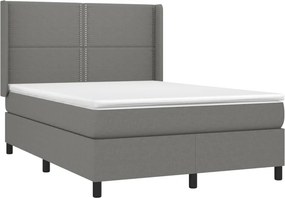 vidaXL Κρεβάτι Boxspring με Στρώμα Σκούρο Γκρι 140x190 εκ. Υφασμάτινο