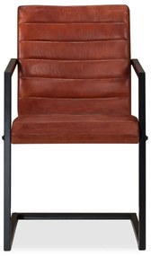 vidaXL Καρέκλες Τραπεζαρίας 4 τεμ. Καφέ από Γνήσιο Δέρμα