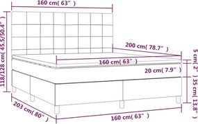 vidaXL Κρεβάτι Boxspring με Στρώμα Μαύρο 160x200 εκ. Βελούδινο
