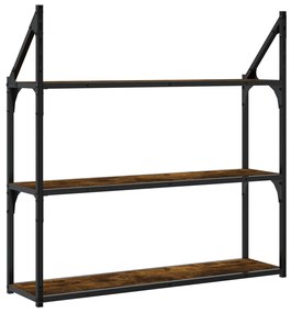 vidaXL Ραφιέρα Τοίχου με 3 Ράφια Καπνιστή Δρυς Επεξ. Ξύλο