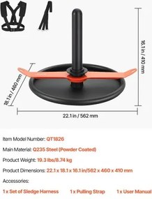 VEVOR Weight Power Pull Push Sled Workout Fitness Training Sled Orange Black