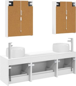 vidaXL Σετ Επίπλων Μπάνιου 5 pcs Λευκό Επεξεργασμένο Ξύλο και Γυαλί