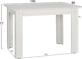 ΤΡΑΠΕΖΙ ΚΟΥΖΙΝΑΣ KELVIN 140x80x77Υεκ. ΛΕΥΚΟ HM2429.03