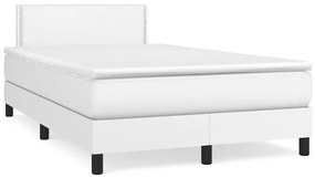 vidaXL Κρεβάτι Boxspring με Στρώμα & LED Λευκό 120x190 εκ. Συνθ. Δέρμα