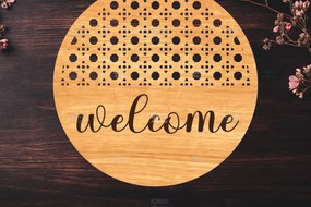 Σετ των 2 Intra απο ξύλο plywood 3mm-4mm πάχος – Στρογγυλή πινακίδα καλωσορίσματος Rattan Cut Laser Δίασταση 20x20 cm INTRAFABR-123487165