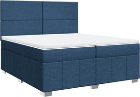 vidaXL Κρεβάτι Boxspring με Στρώμα Μπλε 200x200 εκ. Υφασμάτινο