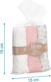 Μουσελίνες/Πάνες Αγκαλιάς (Σετ 3τμχ) Kiokids Spring Ροζ 6410