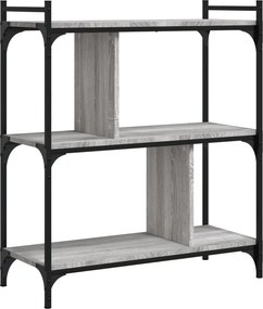 vidaXL Βιβλιοθήκη 3 Επιπέδων Γκρι Sonoma 76 x 32 x 88 εκ. Επεξ. Ξύλο