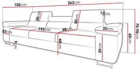 Καναπές Comfivo S104, 263x102x70cm, 80 kg, Ταπισερί, Πόδια: Μέταλλο | Epipla1.gr