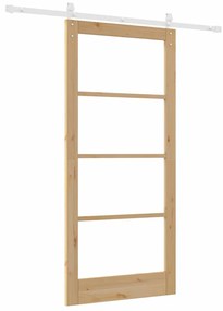 vidaXL Συρόμενη Πόρτα ORKDAL Καφέ 93 x 202 cm Μασίφ ξύλο πεύκου