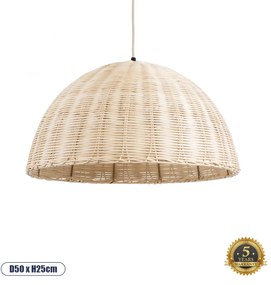 02378 GloboStar® GLOBOSTAR® MONTANA 02378 Boho Κρεμαστό Φωτιστικό Οροφής με Ντουί 1 x E27 AC 220-240V IP20 - Μπεζ - Μ50 x Π50 x Υ25cm