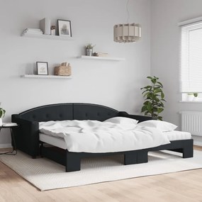 vidaXL Καναπές Κρεβάτι Συρόμενος Μαύρο 100x200εκ. Υφασμάτινος Στρώματα